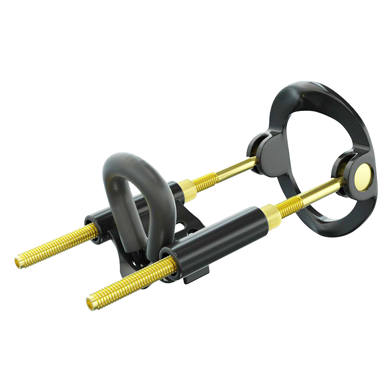 Black and yellow penis extender tool on transparent background