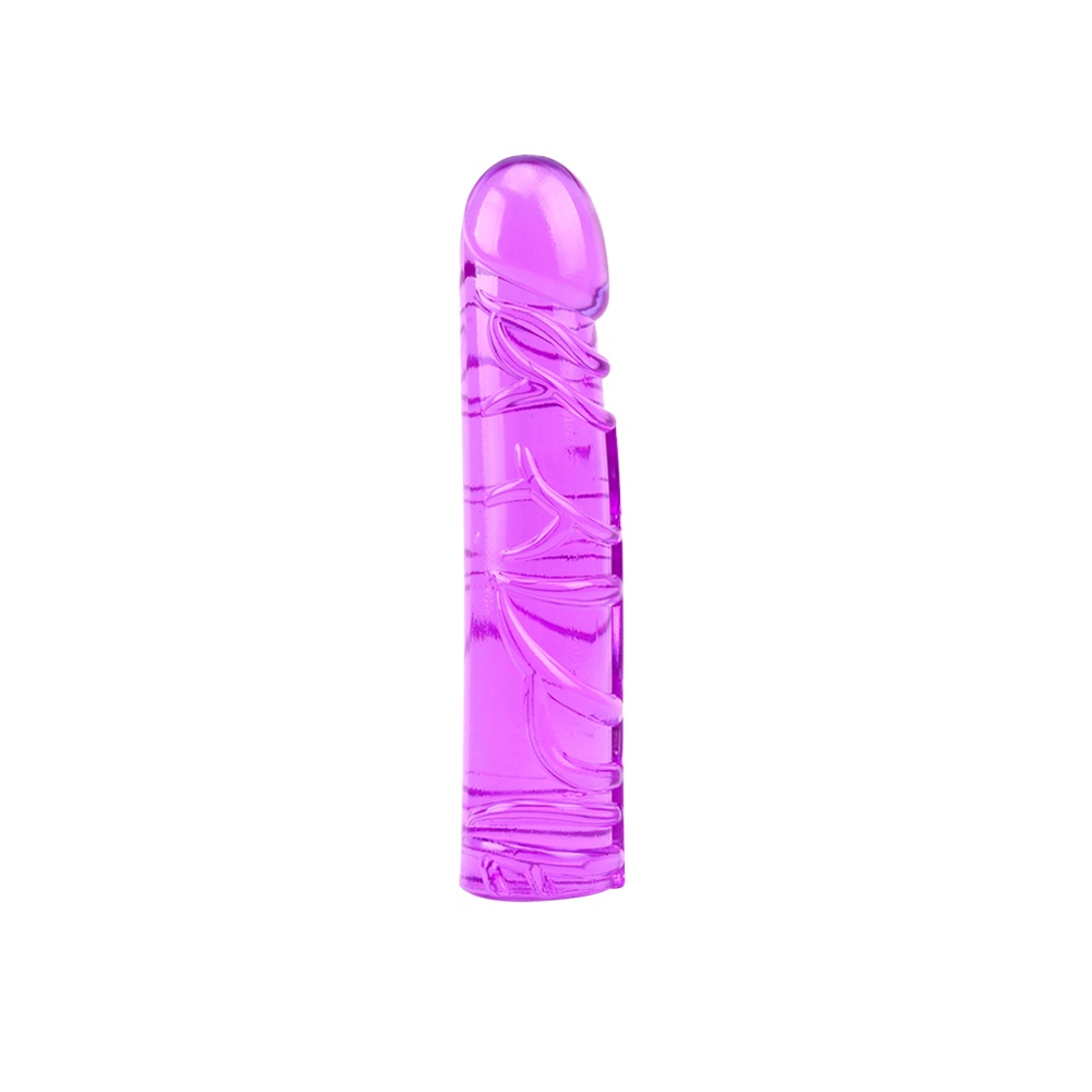 Purple jelly-like and textured dildo on transparent background